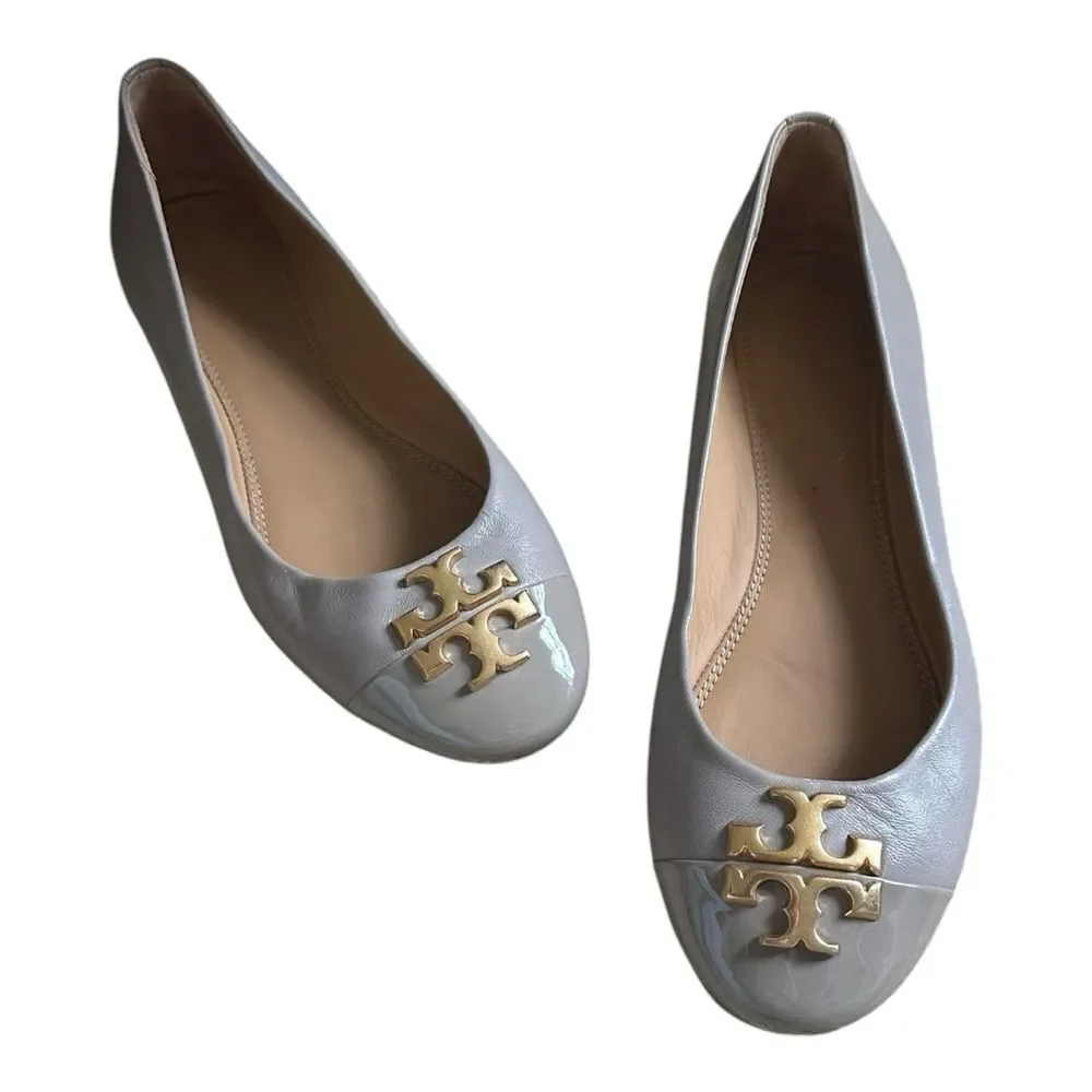 Tory Burch | 60226 Everly Cap Toe Ballet Nappa Leather French Gray | 7.5